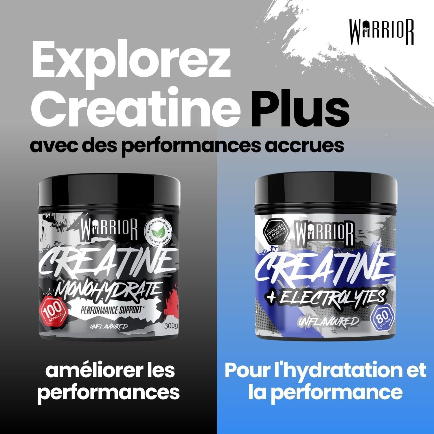 image:imageWarrior Cratine Monohydrate lectrolytes 360 g 80 Portions Supplment Sportif PrEntranement pour Hydratation Performance et Rcupration Musculaire Non aromatise