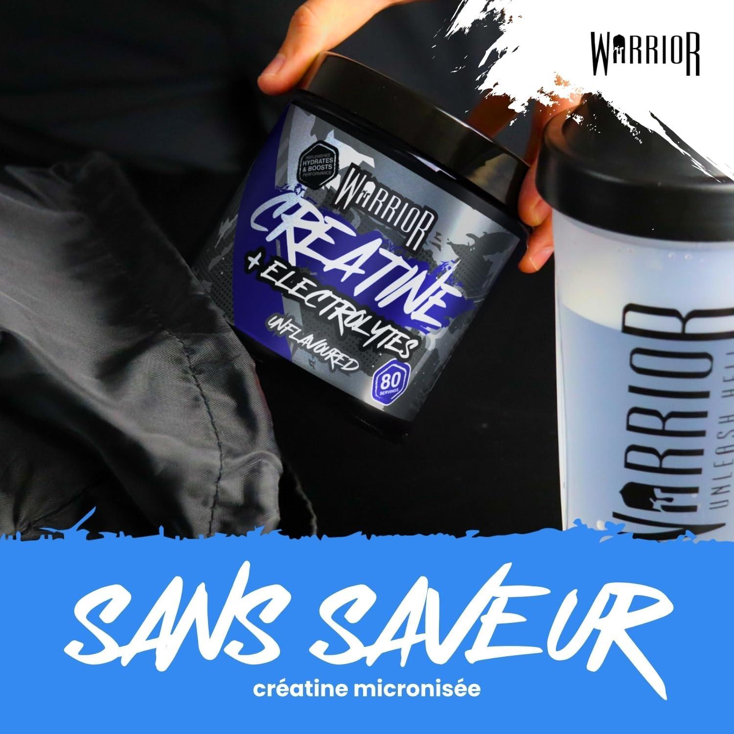 image:imageWarrior Cratine Monohydrate lectrolytes 360 g 80 Portions Supplment Sportif PrEntranement pour Hydratation Performance et Rcupration Musculaire Non aromatise