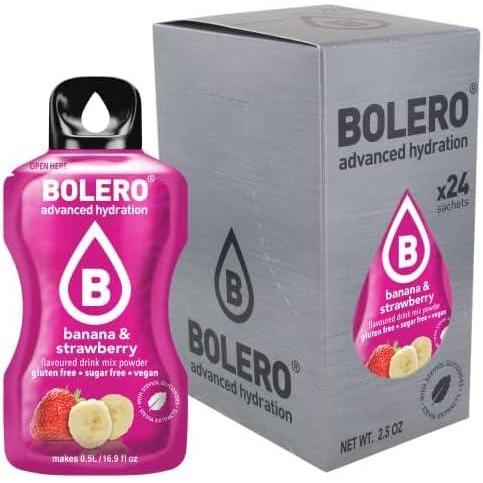 image:imageBolero BANANA ampamp STRAWBERRY 24x3g Jus en poudre sans sucre dulcor la stvia vitamine C pour enfants et sportifs sans gluten vgtalien Got banane et fraise