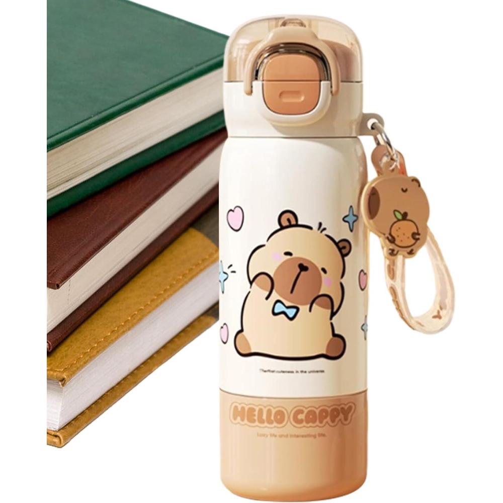 image:imageGourde Sportive MignonneCouvercle Paille Acier Inoxydable AntiRouille Mug Bouteille DEau De Boisson Pour cole Voyage Intrieur Extrieur Maison Famille Adultes tudiantsBlanc