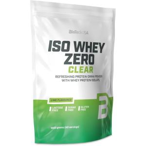 BioTechUSA Iso Whey Zero Clear boisson en poudre, rafraîchissant, sans sucre, sans lactose, sans gluten, 5 saveurs fruitées, 88 kcal, 21g de protéines, BCAAs, 1000 g, Fruits tropicaux(Lime)