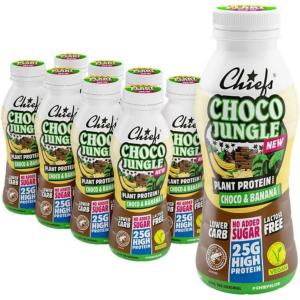 Boisson protéinée – Chiefs Milkshake Caramel Salé – Sans sucre ajouté et sans lactose – Riche en protéines avec 26 g de protéine – Bouteilles de 8 x 330 ml – Délicieux goût crémeux(Chocolat)