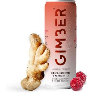GIMBER Prêt.à.Boire Focus Lot de 12 canettes de 250ml (3L) – Canette au gingembre – Boisson gazeuse au gingembre rafraîchissante bio à partir d&rsquo;ingrédients naturels – Faible en calories – Lot de 12(Immunity)