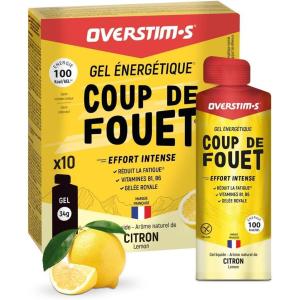 Overstim.s – Gel Coup de Fouet (10 sachets) – Gel énergétique pour le sport (vélo, course à pied…) – Energie instantanée – Efforts intenses et passages difficiles – 100 kcal/gel – Saveur Citron