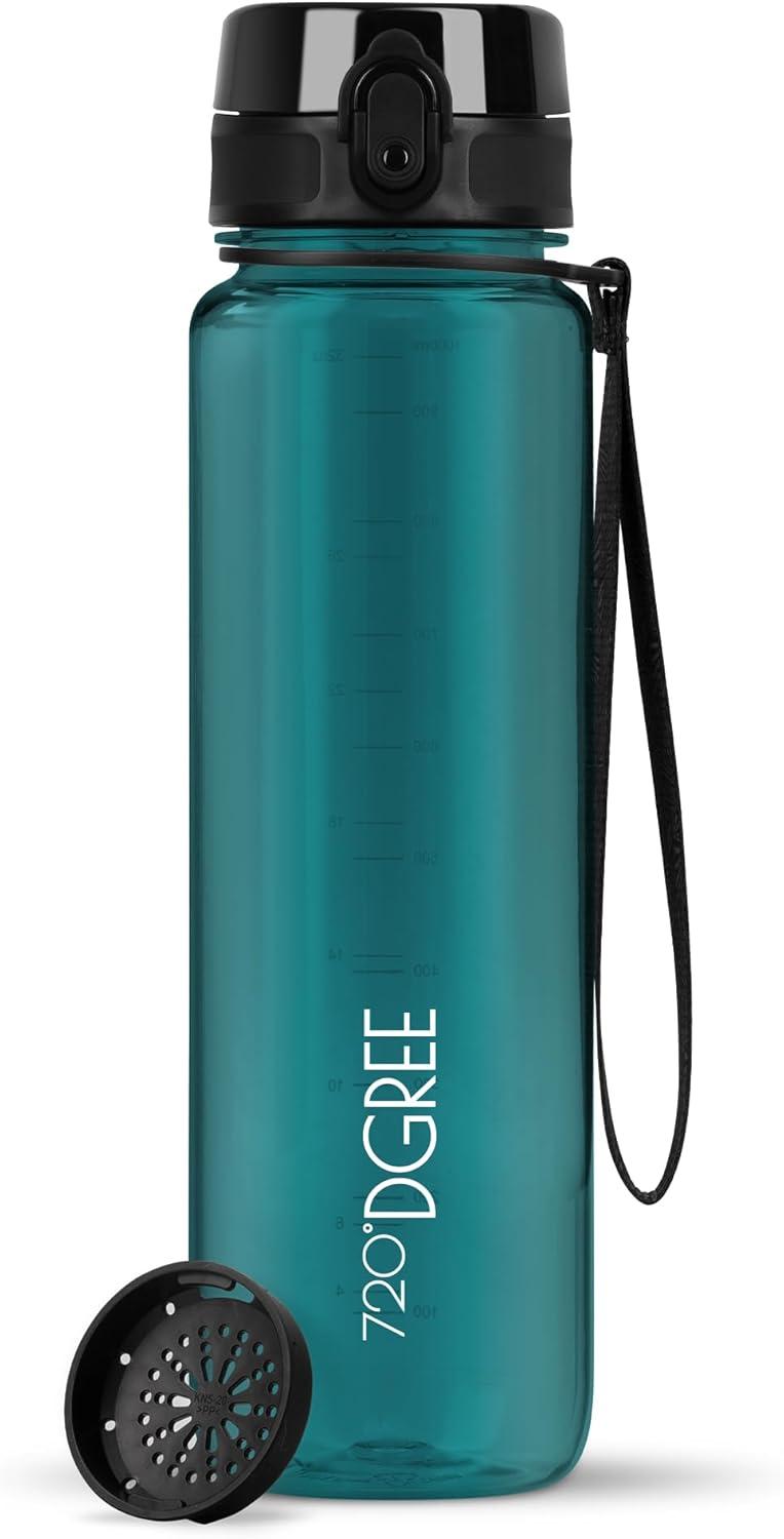 image:image720DGREE Gourde Bouteille dEau uberBottle TamisFruits 350ml 500ml 650ml 1l 15l 2l Sans BPA tanche AntiFuite Rutilisable Lgre Idal pour cole Sport Fitness Gym Travail08 Smaragd Green Vert Crystalclear
