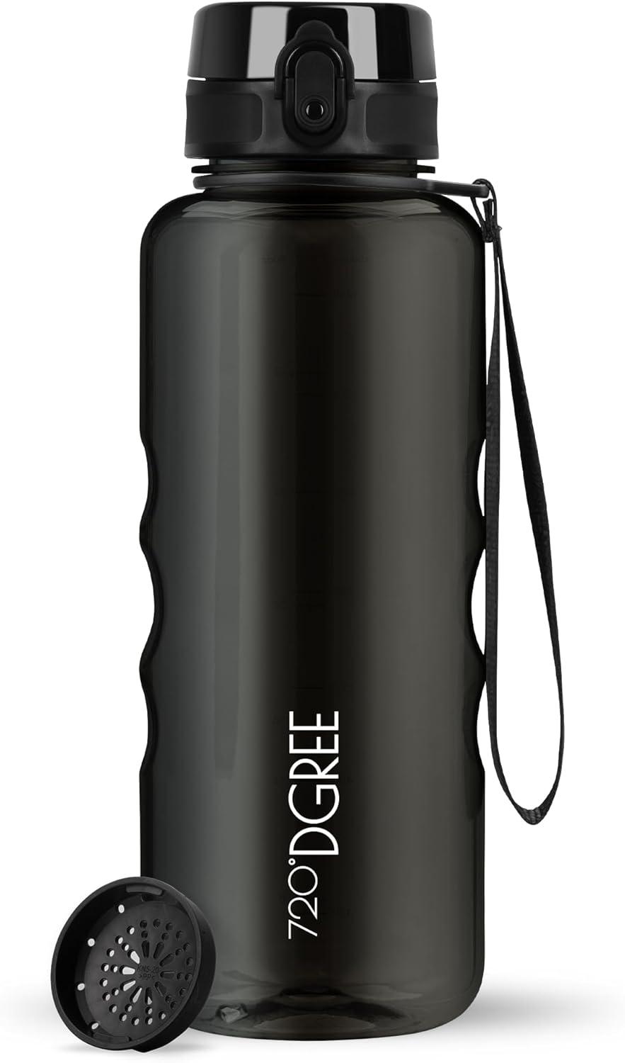 image:image720DGREE Gourde Bouteille dEau uberBottle TamisFruits 350ml 500ml 650ml 1l 15l 2l Sans BPA tanche AntiFuite Rutilisable Lgre Idal pour cole Sport Fitness Gym Travail26 Onyx Black Noir Crystalclear