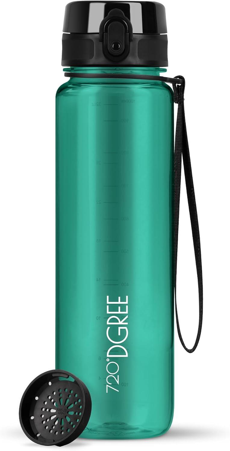 image:image720DGREE Gourde Bouteille dEau uberBottle TamisFruits 350ml 500ml 650ml 1l 15l 2l Sans BPA tanche AntiFuite Rutilisable Lgre Idal pour cole Sport Fitness Gym Travail07 Emerald Green Vert Crystalclear