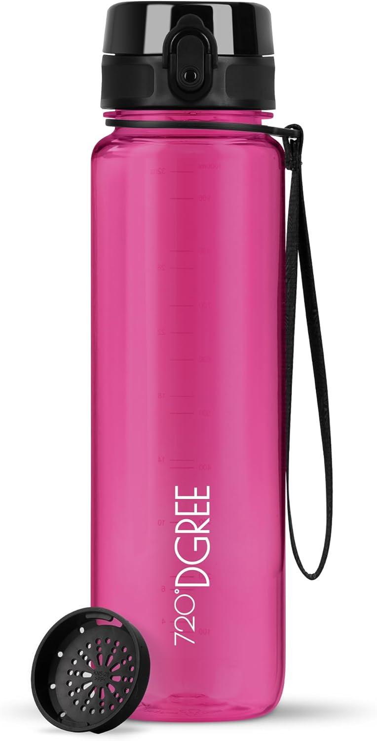 image:image720DGREE Gourde Bouteille dEau uberBottle TamisFruits 350ml 500ml 650ml 1l 15l 2l Sans BPA tanche AntiFuite Rutilisable Lgre Idal pour cole Sport Fitness Gym Travail21 Fuchsia Pink Rose Crystalclear