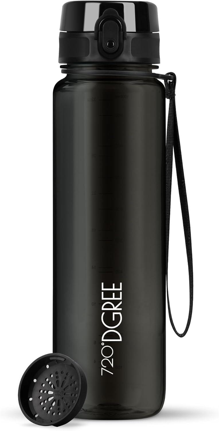 image:image720DGREE Gourde Bouteille dEau uberBottle TamisFruits 350ml 500ml 650ml 1l 15l 2l Sans BPA tanche AntiFuite Rutilisable Lgre Idal pour cole Sport Fitness Gym Travail26 Onyx Black Noir Crystalclear