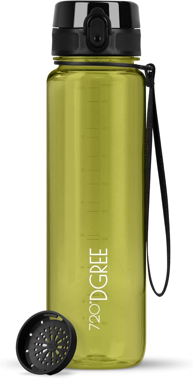 image:image720DGREE Gourde Bouteille dEau uberBottle TamisFruits 350ml 500ml 650ml 1l 15l 2l Sans BPA tanche AntiFuite Rutilisable Lgre Idal pour cole Sport Fitness Gym Travail05 Olive Green Vert Crystalclear