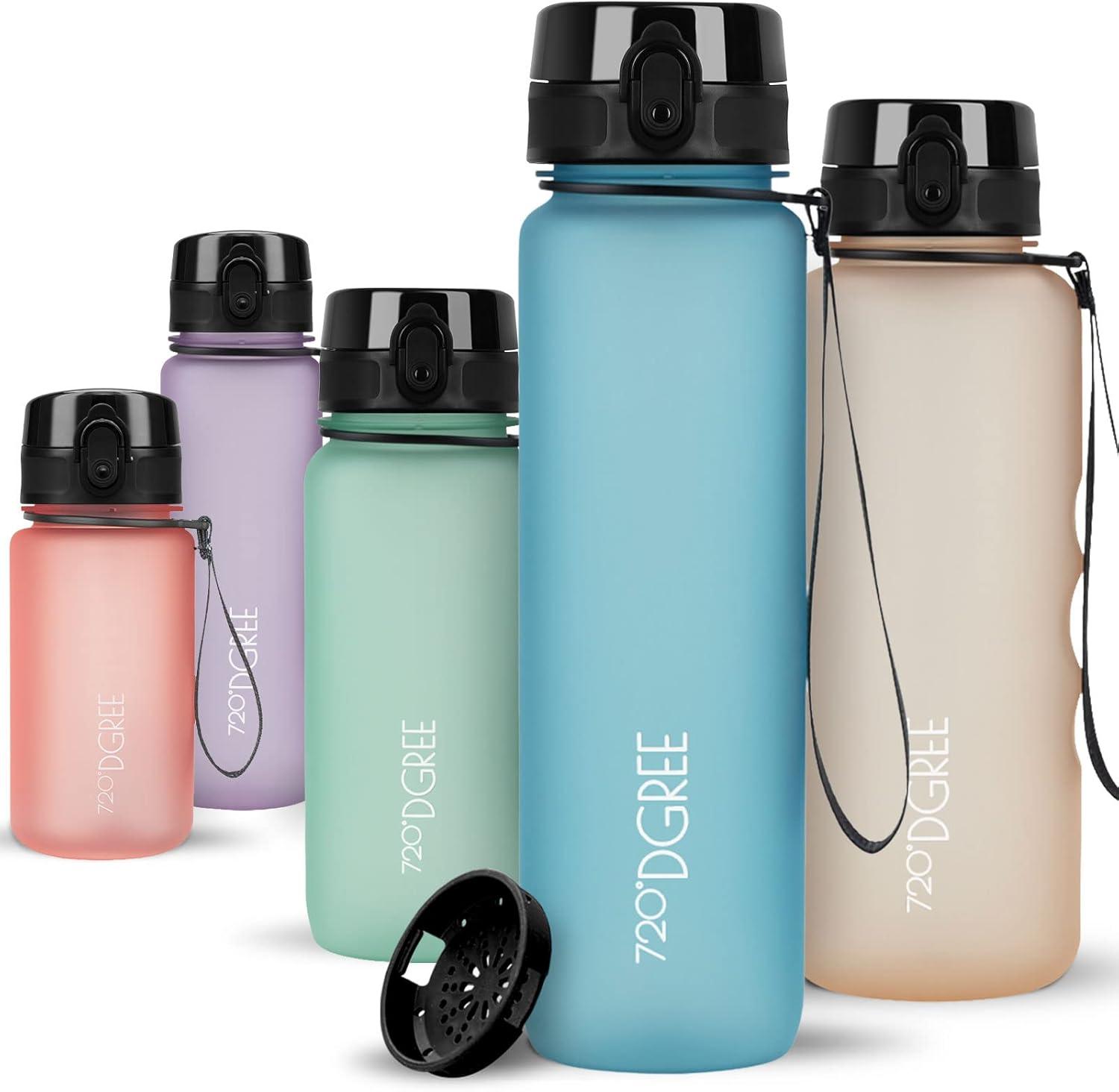 image:image720DGREE Gourde Bouteille dEau uberBottle TamisFruits 350ml 500ml 650ml 1l 15l 2l Sans BPA tanche AntiFuite Rutilisable Lgre Idal pour cole Sport Fitness Gym Travail13 Aqua Blue Bleu Softtouch
