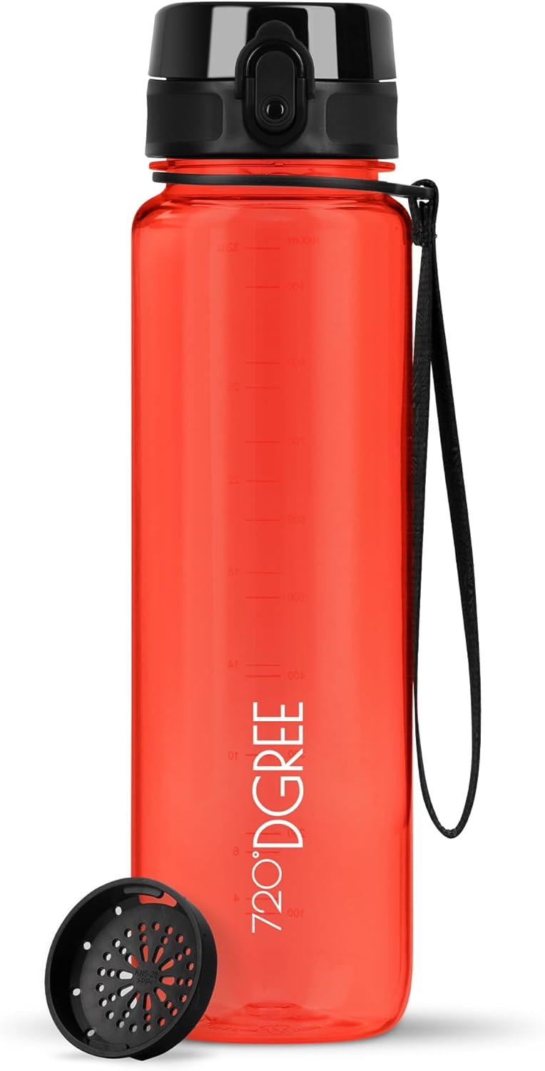 image:image720DGREE Gourde Bouteille dEau uberBottle TamisFruits 350ml 500ml 650ml 1l 15l 2l Sans BPA tanche AntiFuite Rutilisable Lgre Idal pour cole Sport Fitness Gym Travail24 Watermelon Red Rouge Crystalclear
