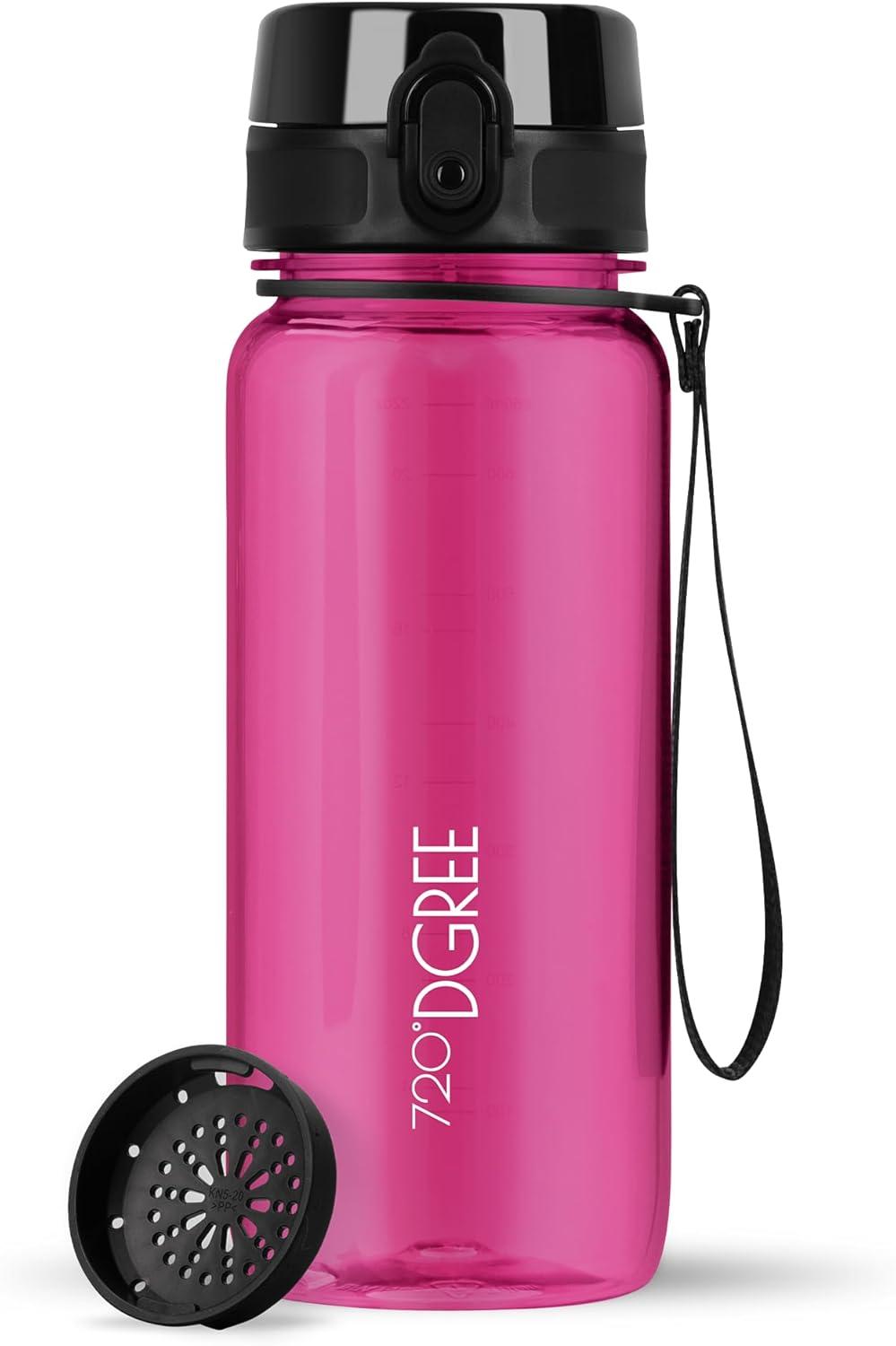 image:image720DGREE Gourde Bouteille dEau uberBottle TamisFruits 350ml 500ml 650ml 1l 15l 2l Sans BPA tanche AntiFuite Rutilisable Lgre Idal pour cole Sport Fitness Gym Travail21 Fuchsia Pink Rose Crystalclear