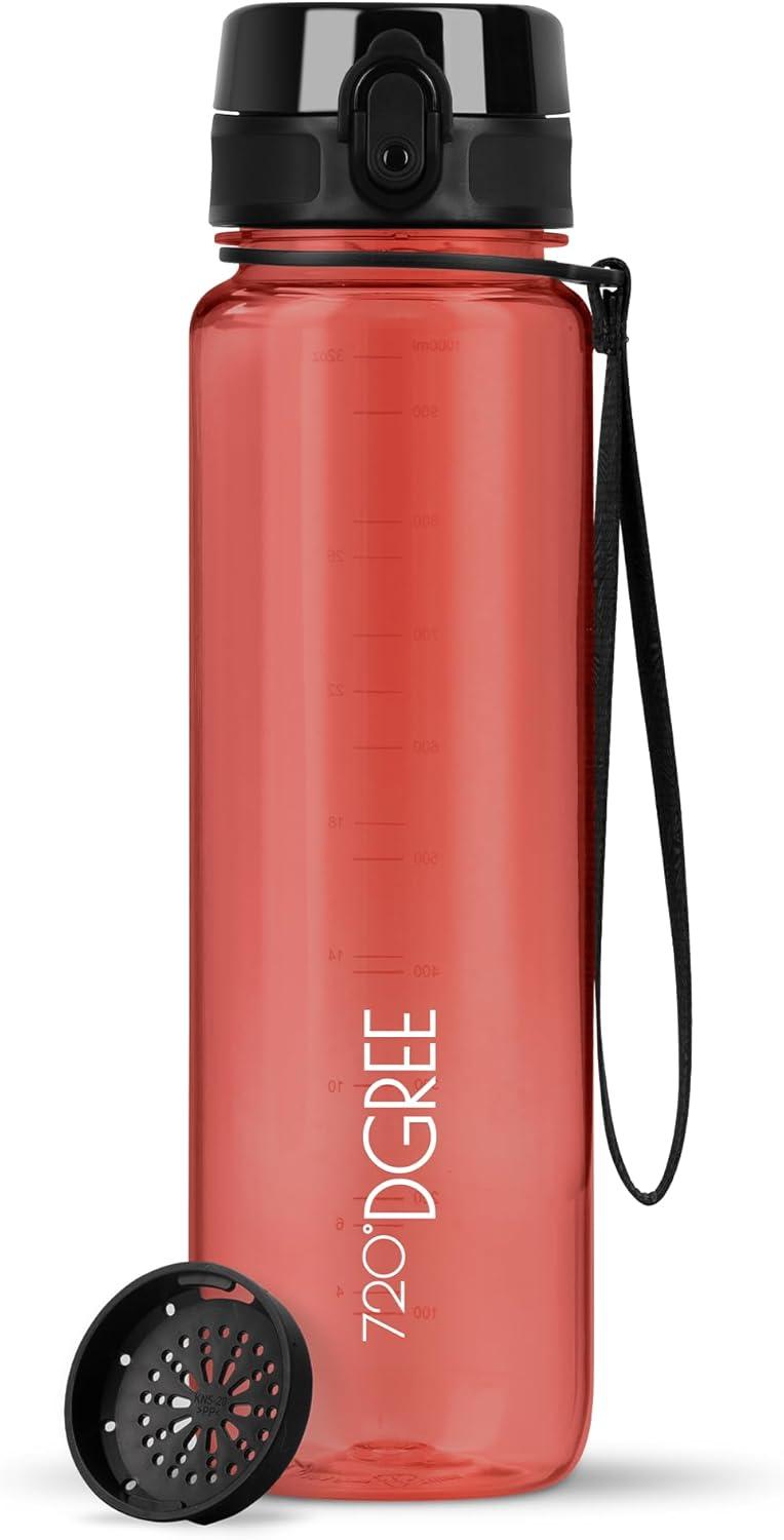 image:image720DGREE Gourde Bouteille dEau uberBottle TamisFruits 350ml 500ml 650ml 1l 15l 2l Sans BPA tanche AntiFuite Rutilisable Lgre Idal pour cole Sport Fitness Gym Travail22 Imperial Red Rouge Crystalclear
