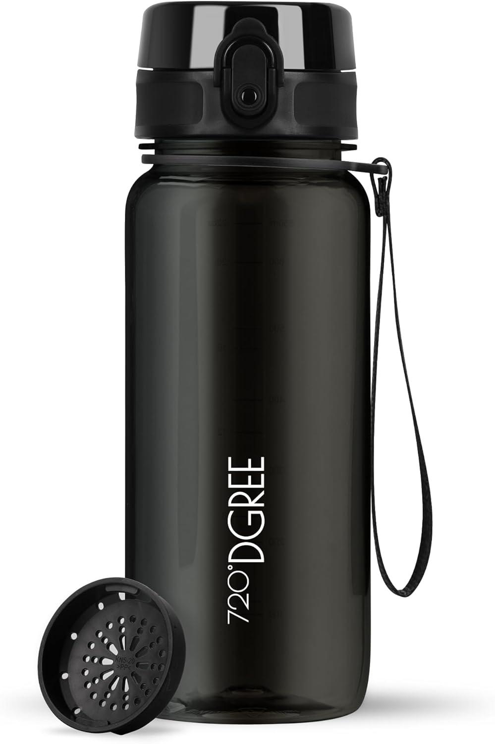 image:image720DGREE Gourde Bouteille dEau uberBottle TamisFruits 350ml 500ml 650ml 1l 15l 2l Sans BPA tanche AntiFuite Rutilisable Lgre Idal pour cole Sport Fitness Gym Travail26 Onyx Black Noir Crystalclear