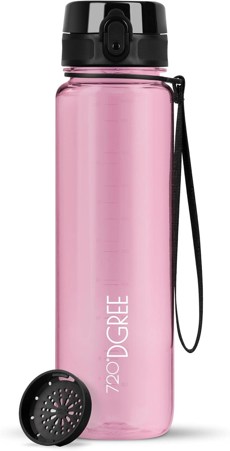 image:image720DGREE Gourde Bouteille dEau uberBottle TamisFruits 350ml 500ml 650ml 1l 15l 2l Sans BPA tanche AntiFuite Rutilisable Lgre Idal pour cole Sport Fitness Gym Travail20 Rose Rose Crystalclear
