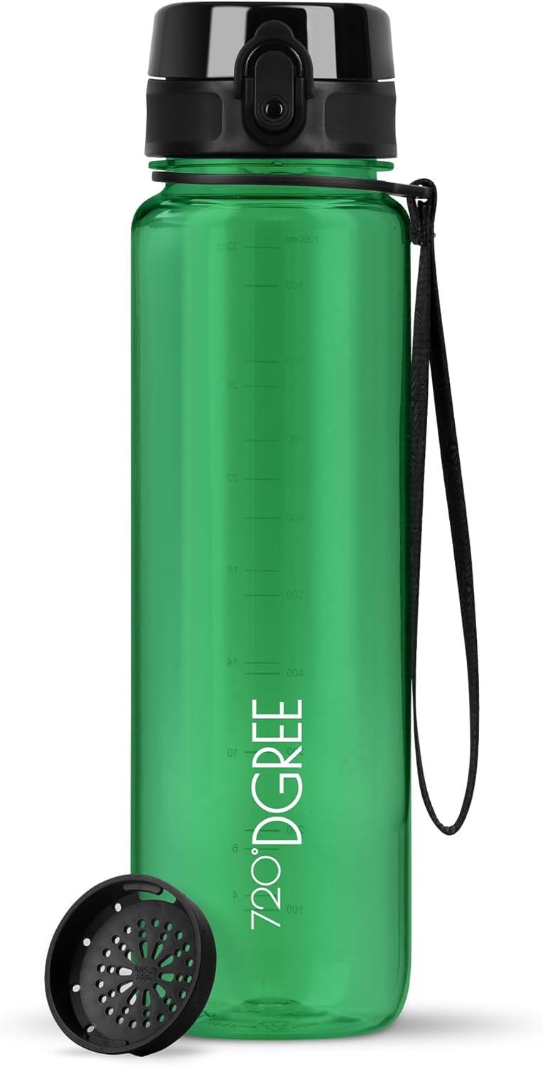 image:image720DGREE Gourde Bouteille dEau uberBottle TamisFruits 350ml 500ml 650ml 1l 15l 2l Sans BPA tanche AntiFuite Rutilisable Lgre Idal pour cole Sport Fitness Gym Travail06 Forest Green Vert Crystalclear