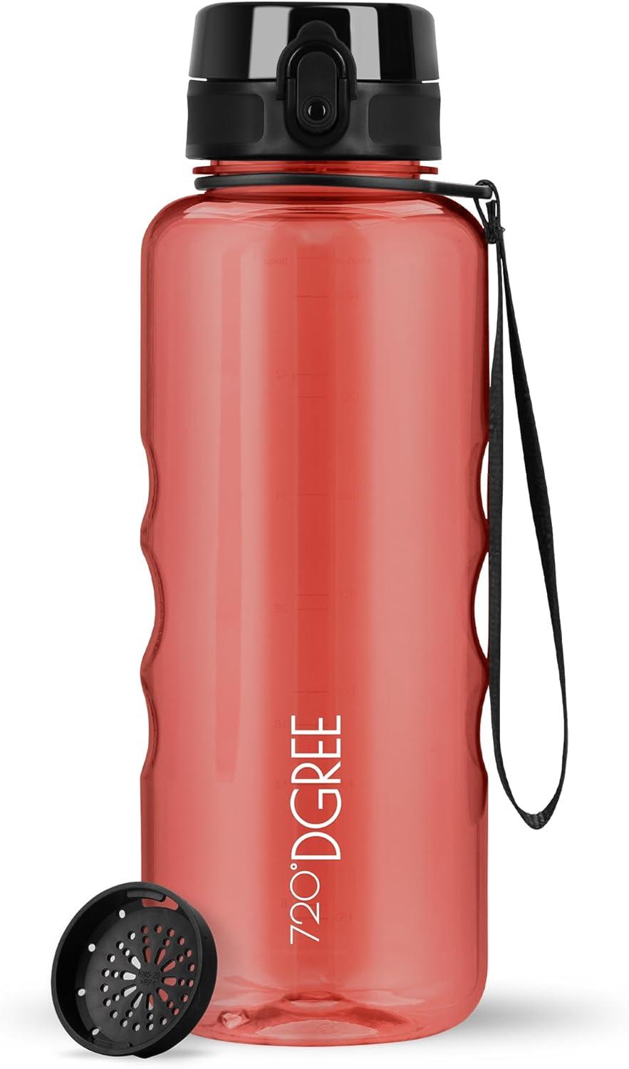 image:image720DGREE Gourde Bouteille dEau uberBottle TamisFruits 350ml 500ml 650ml 1l 15l 2l Sans BPA tanche AntiFuite Rutilisable Lgre Idal pour cole Sport Fitness Gym Travail22 Imperial Red Rouge Crystalclear