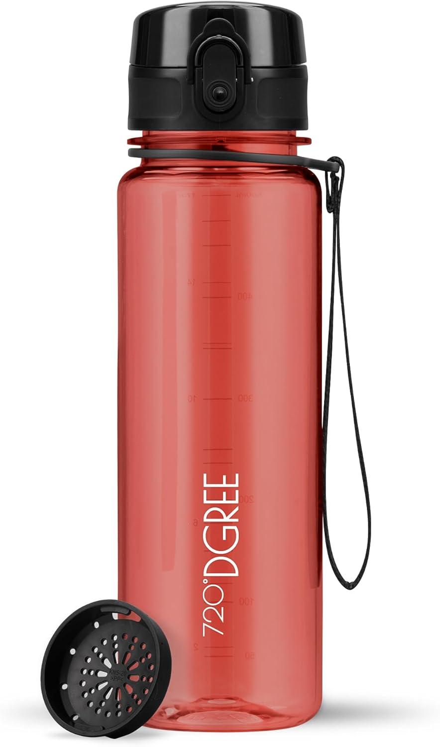 image:image720DGREE Gourde Bouteille dEau uberBottle TamisFruits 350ml 500ml 650ml 1l 15l 2l Sans BPA tanche AntiFuite Rutilisable Lgre Idal pour cole Sport Fitness Gym Travail22 Imperial Red Rouge Crystalclear