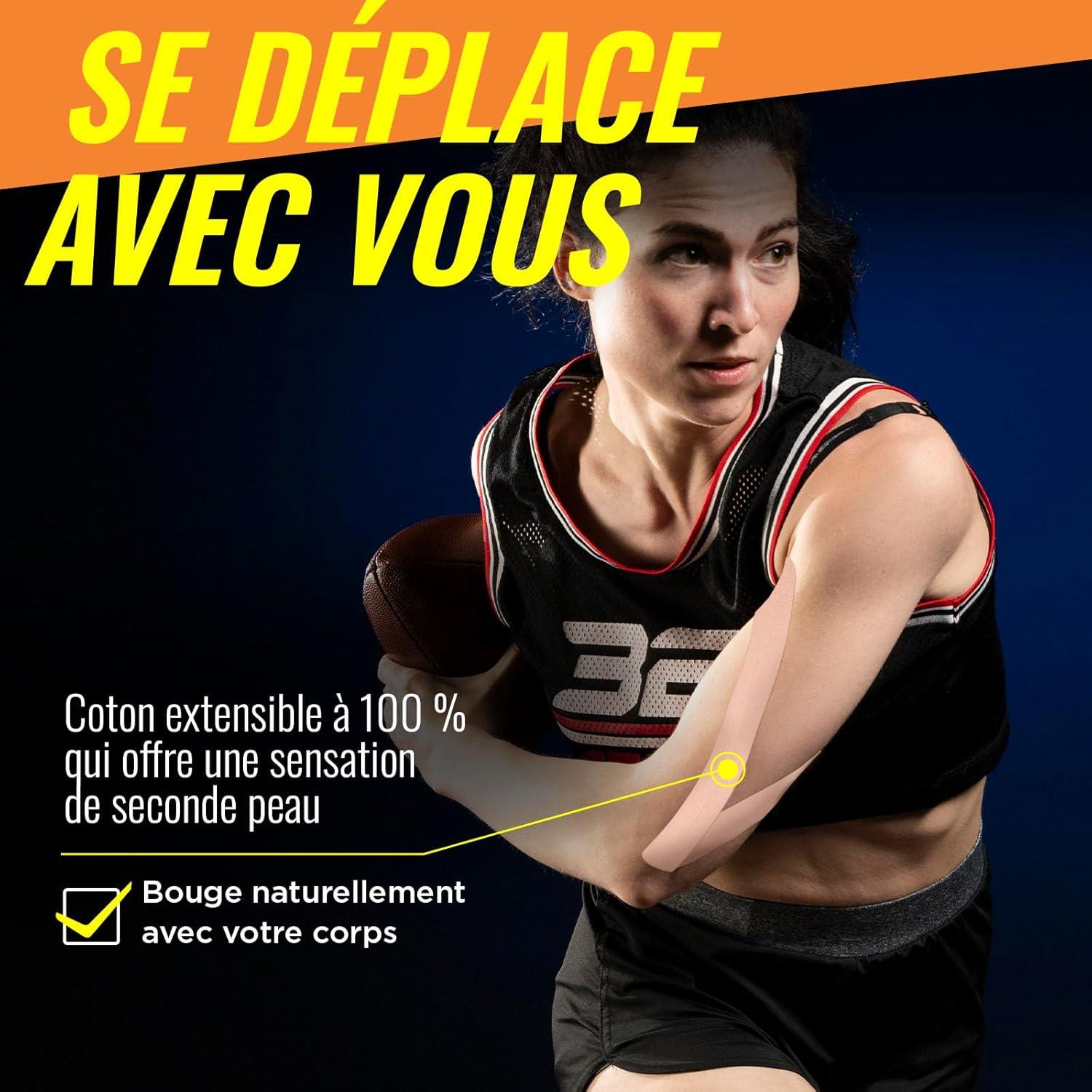 image:imageAdamson Bande de Kinsiologie Strap Sport lastique 5 cm x 5 m Sans Latex Rsistante lEau Support Musculaire et Articulaire 1 Rouleau Beige Entranement ampamp Rcupration