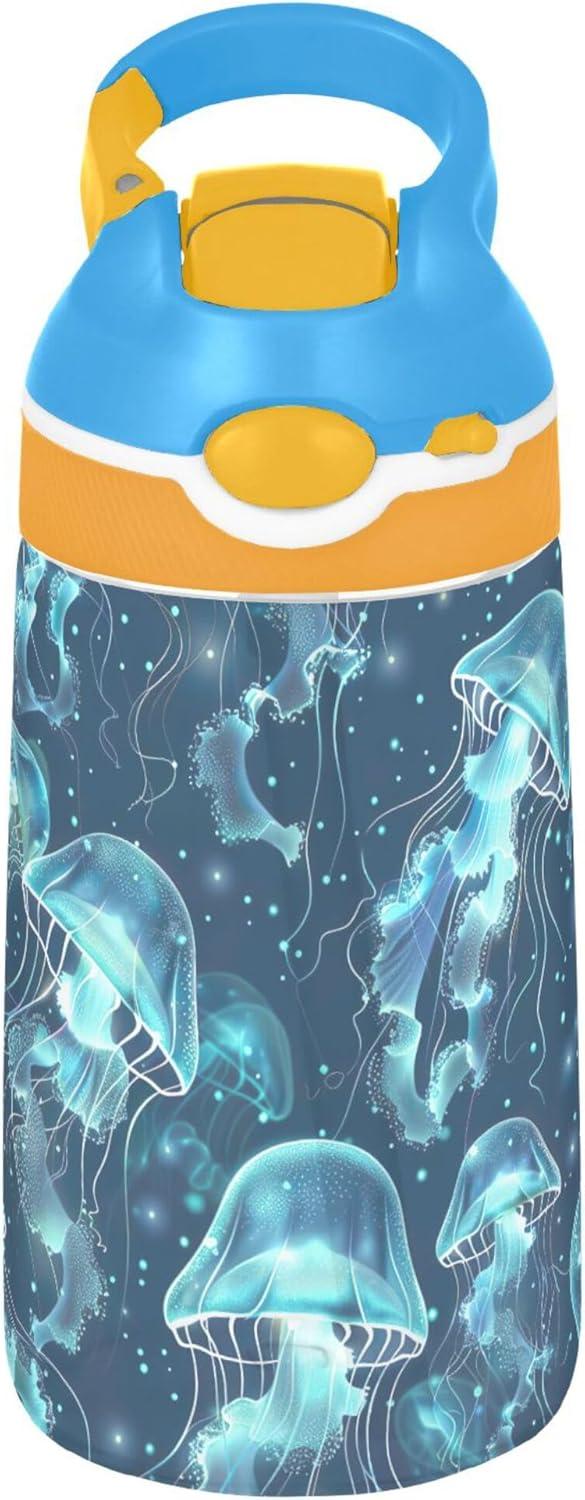 image:imageBouteille deau phosphorescente pour enfants avec paille pour filles et garons en acier inoxydable isotherme et tanche 480 ml pour cole crche voyage sport