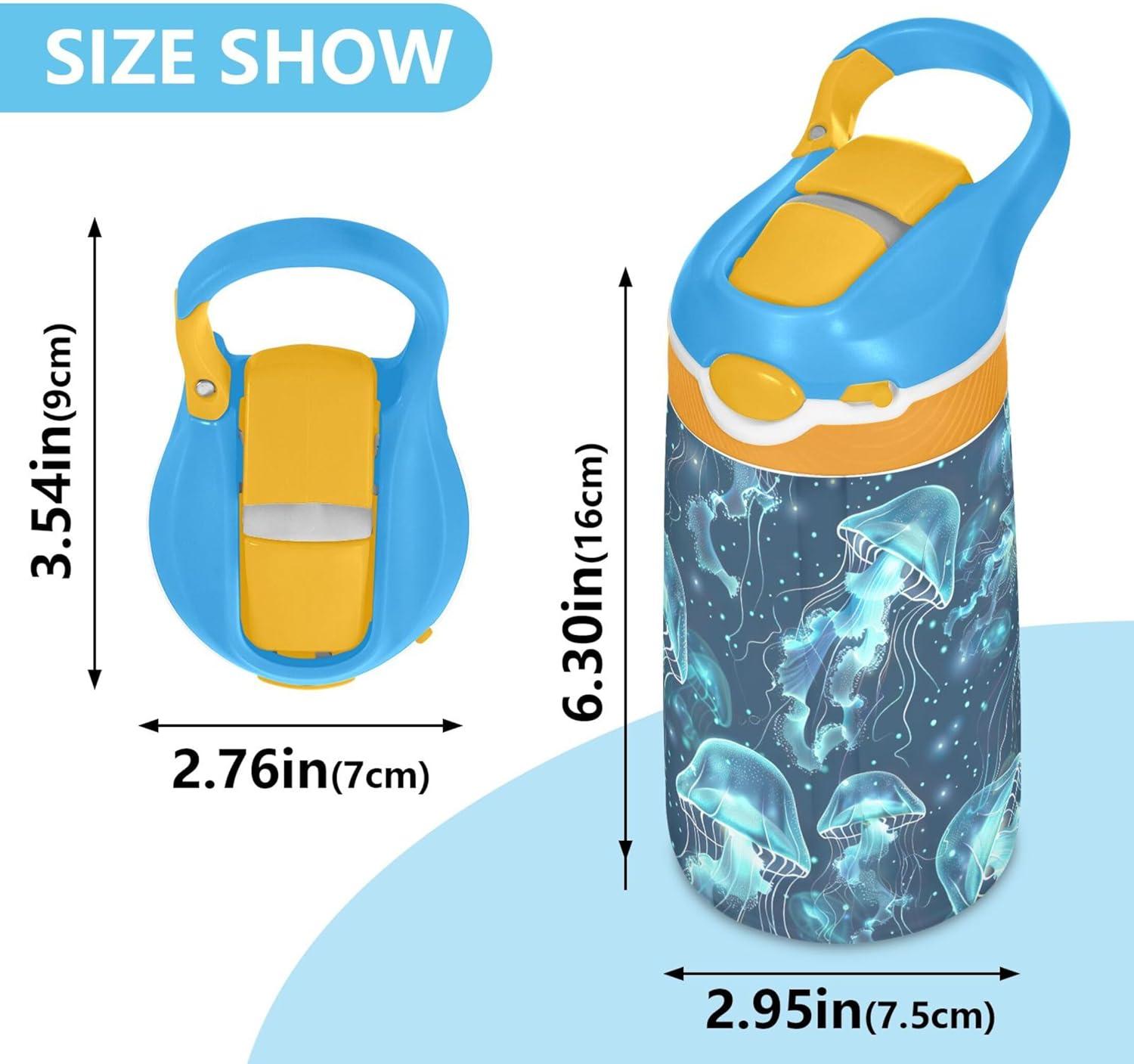 image:imageBouteille deau phosphorescente pour enfants avec paille pour filles et garons en acier inoxydable isotherme et tanche 480 ml pour cole crche voyage sport