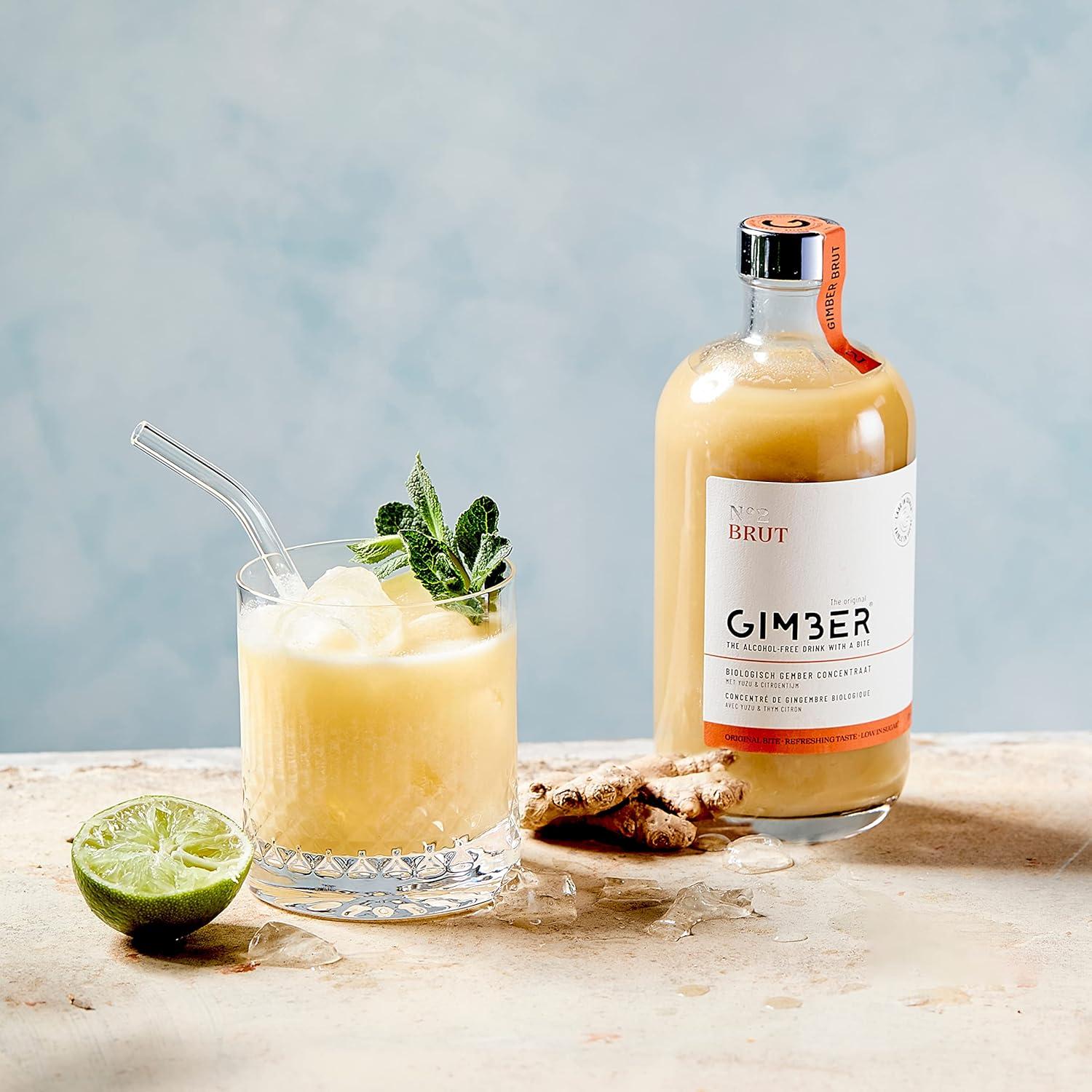 image:imageGIMBER N2 500 ml Brut Concentr de gingembre bio 50 de sucre en moins Sans alcool et naturel Boisson bio base de gingembre de yuzu et de thym citronn premium pour boissons et cocktails