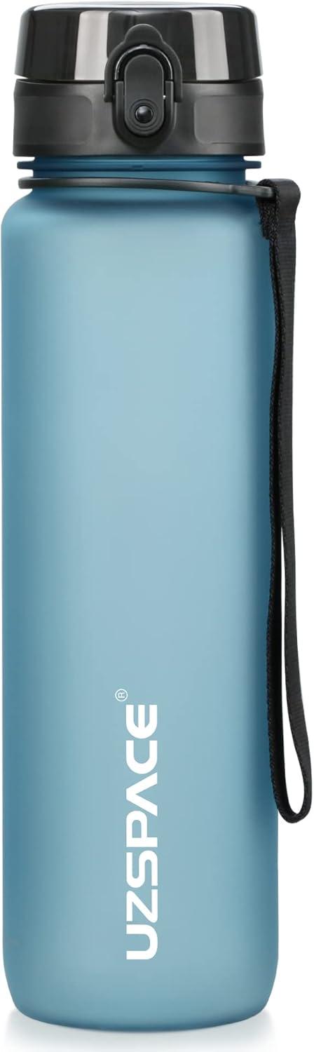 image:imageUZSPACE Gourde Sport 500ml800ml1l15l sans BPA Tritan lastique Gourde Enfant anti fuite Reutilisable Bouteille deau sport pour cole veloVoyage AdulteBleu Glacier