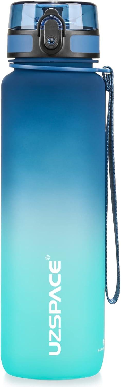 image:imageUZSPACE Gourde Sport 500ml800ml1l15l sans BPA Tritan lastique Gourde Enfant anti fuite Reutilisable Bouteille deau sport pour cole veloVoyage AdulteBleu et Vert