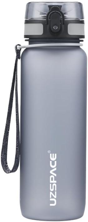 image:imageUZSPACE Gourde Sport 500ml800ml1l15l sans BPA Tritan lastique Gourde Enfant anti fuite Reutilisable Bouteille deau sport pour cole veloVoyage AdulteGris