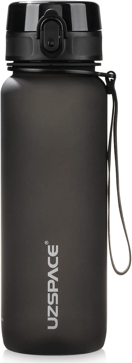image:imageUZSPACE Gourde Sport 500ml800ml1l15l sans BPA Tritan lastique Gourde Enfant anti fuite Reutilisable Bouteille deau sport pour cole veloVoyage AdulteNoir Classique