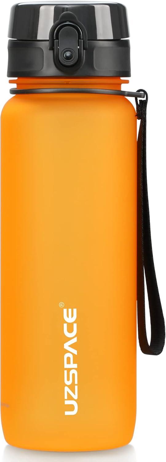 image:imageUZSPACE Gourde Sport 500ml800ml1l15l sans BPA Tritan lastique Gourde Enfant anti fuite Reutilisable Bouteille deau sport pour cole veloVoyage AdulteOrange