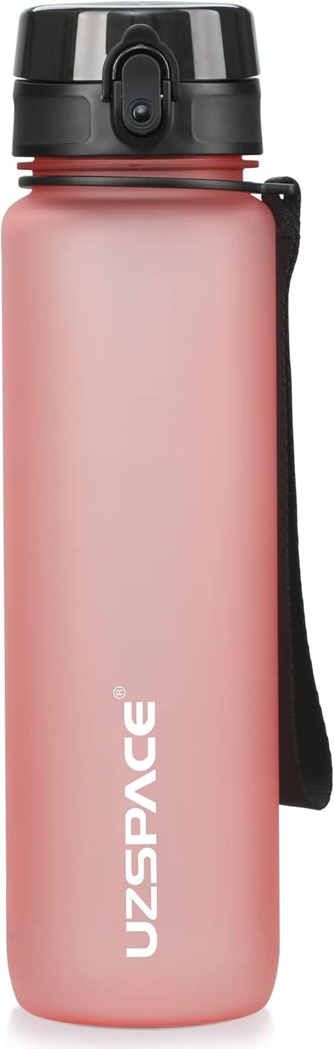 image:imageUZSPACE Gourde Sport 500ml800ml1l15l sans BPA Tritan lastique Gourde Enfant anti fuite Reutilisable Bouteille deau sport pour cole veloVoyage AdulteRose Fluo
