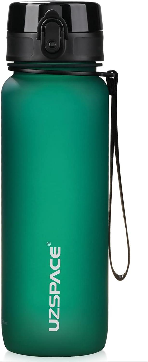 image:imageUZSPACE Gourde Sport 500ml800ml1l15l sans BPA Tritan lastique Gourde Enfant anti fuite Reutilisable Bouteille deau sport pour cole veloVoyage AdulteVert Vif