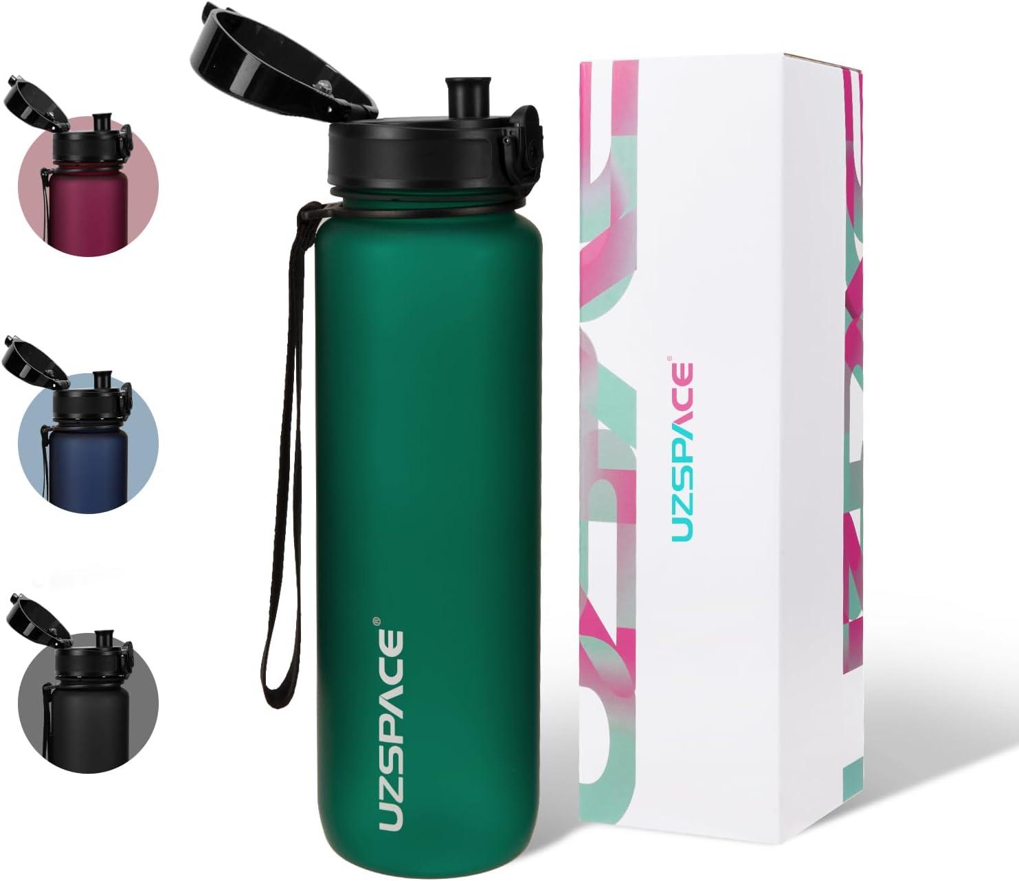 image:imageUZSPACE Gourde Sport 500ml800ml1l15l sans BPA Tritan lastique Gourde Enfant anti fuite Reutilisable Bouteille deau sport pour cole veloVoyage AdulteVert Vif