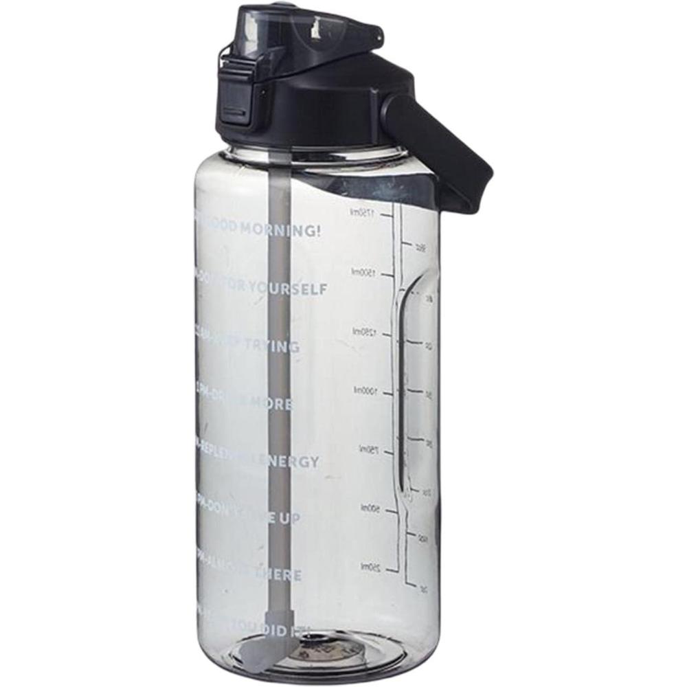 image:image2L Gourde Gradue Bouchon Sport Gourde Sport Avec Paille Longue Bouteille Deau De Motivation Bouteille De Sport Gourde Gradue Pour 1 Journee Adulte Gym Lcole Voyage Camping RandonneNoir