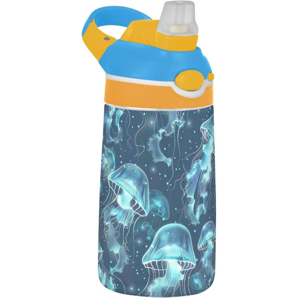 image:imageBouteille deau phosphorescente pour enfants avec paille pour filles et garons en acier inoxydable isotherme et tanche 480 ml pour cole crche voyage sport