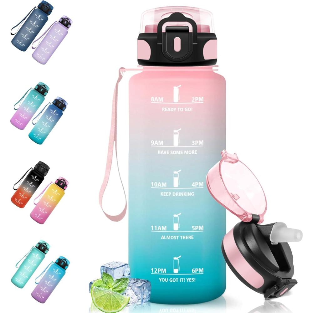 image:imageMotswedi Gourde Sport 15L AntiFuite Gourde Paille Sans BPA Gourde avec Paille Rutilisable Gourde Facile Transporter Bouteille deau pour Cyclisme Fitness Yoga Camping Noir RougeRose Vert1500ml