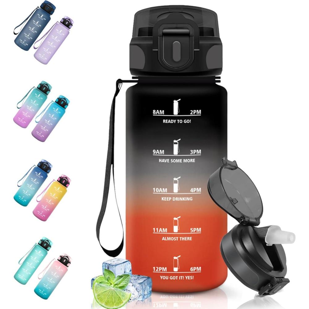 image:imageMotswedi Gourde Sport 15L AntiFuite Gourde Paille Sans BPA Gourde avec Paille Rutilisable Gourde Facile Transporter Bouteille deau pour Cyclisme Fitness Yoga Camping Noir RougeNoir Rouge500ml