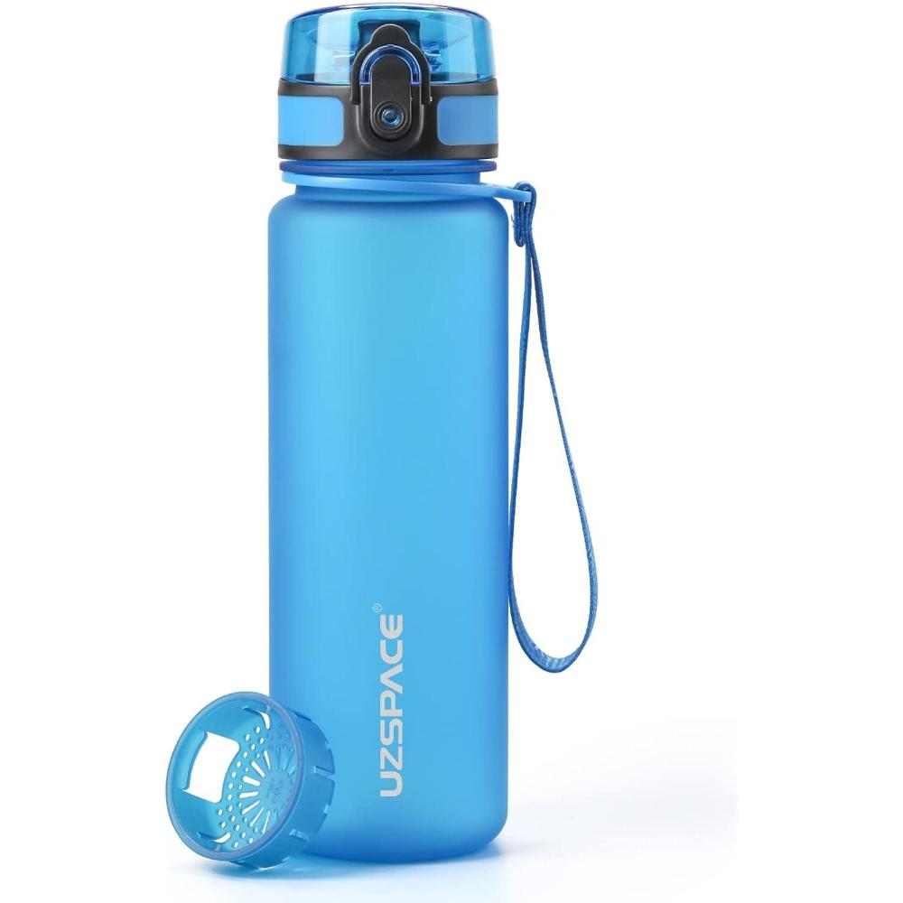 image:imageUZSPACE Gourde Sport 500ml800ml1l15l sans BPA Tritan lastique Gourde Enfant anti fuite Reutilisable Bouteille deau sport pour cole veloVoyage AdulteBleu