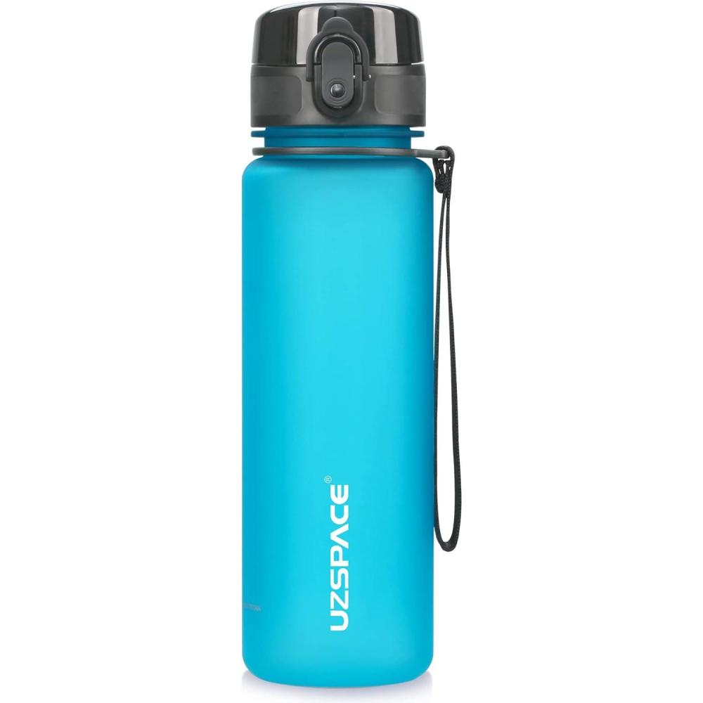 image:imageUZSPACE Gourde Sport 500ml800ml1l15l sans BPA Tritan lastique Gourde Enfant anti fuite Reutilisable Bouteille deau sport pour cole veloVoyage AdulteBleu Ciel