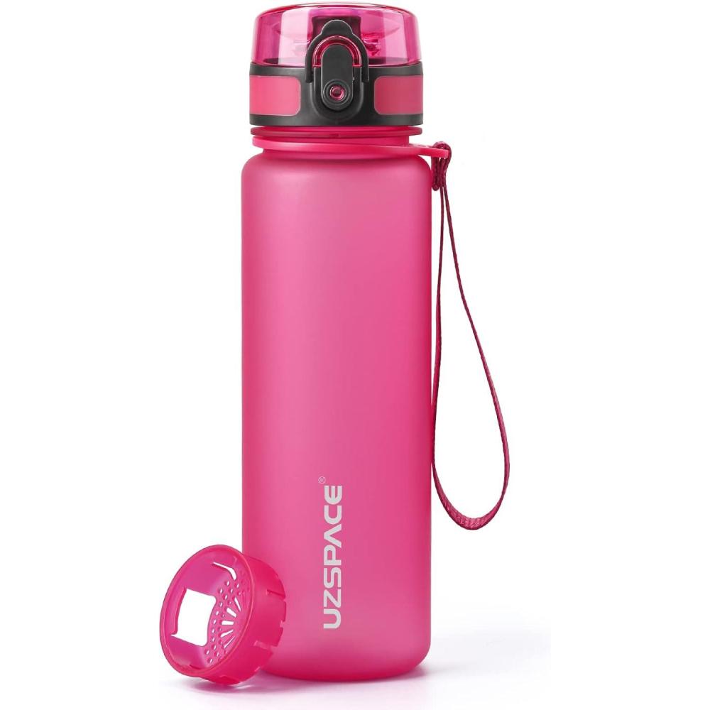 image:imageUZSPACE Gourde Sport 500ml800ml1l15l sans BPA Tritan lastique Gourde Enfant anti fuite Reutilisable Bouteille deau sport pour cole veloVoyage AdulteRose