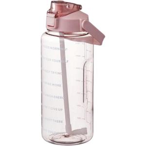 2L Gourde Graduée Bouchon Sport, Gourde Sport Avec Paille Longue, Bouteille D&rsquo;eau De Motivation, Bouteille De Sport, Gourde Graduée Pour 1 Journee, Adulte, Gym, L&rsquo;école, Voyage, Camping, Randonnée(Roses)
