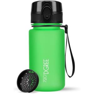 720°DGREE Gourde, Bouteille d’Eau “uberBottle“ +Tamis-Fruits – 350ml, 500ml, 650ml, 1l, 1,5l, 2l – Sans BPA, Étanche, Anti-Fuite, Réutilisable, Légère – Idéal pour École, Sport, Fitness, Gym, Travail(Classic Green – Vert | Softtouch)