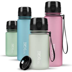 720°DGREE Gourde, Bouteille d’Eau “uberBottle“ +Tamis-Fruits – 350ml, 500ml, 650ml, 1l, 1,5l, 2l – Sans BPA, Étanche, Anti-Fuite, Réutilisable, Légère – Idéal pour École, Sport, Fitness, Gym, Travail(Champagne – Blanc | Softtouch)