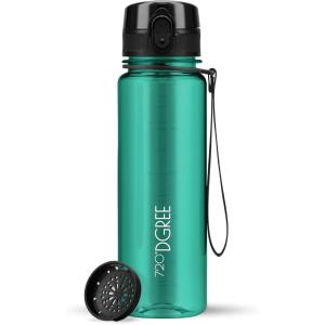 720°DGREE Gourde, Bouteille d’Eau “uberBottle“ +Tamis-Fruits – 350ml, 500ml, 650ml, 1l, 1,5l, 2l – Sans BPA, Étanche, Anti-Fuite, Réutilisable, Légère – Idéal pour École, Sport, Fitness, Gym, Travail(07 Emerald Green – Vert | Crystalclear)