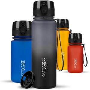720°DGREE Gourde, Bouteille d’Eau “uberBottle“ +Tamis-Fruits – 350ml, 500ml, 650ml, 1l, 1,5l, 2l – Sans BPA, Étanche, Anti-Fuite, Réutilisable, Légère – Idéal pour École, Sport, Fitness, Gym, Travail(30 Stone Gray + Onyx Black | Softtouch)