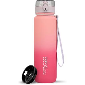 720°DGREE Gourde, Bouteille d’Eau “uberBottle“ +Tamis-Fruits – 350ml, 500ml, 650ml, 1l, 1,5l, 2l – Sans BPA, Étanche, Anti-Fuite, Réutilisable, Légère – Idéal pour École, Sport, Fitness, Gym, Travail(37 Blush Pink | Softtouch)