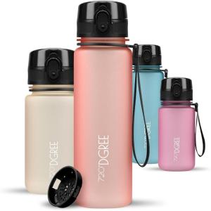 720°DGREE Gourde, Bouteille d’Eau “uberBottle“ +Tamis-Fruits – 350ml, 500ml, 650ml, 1l, 1,5l, 2l – Sans BPA, Étanche, Anti-Fuite, Réutilisable, Légère – Idéal pour École, Sport, Fitness, Gym, Travail(25 Flamingo Rose – Rose | Softtouch)