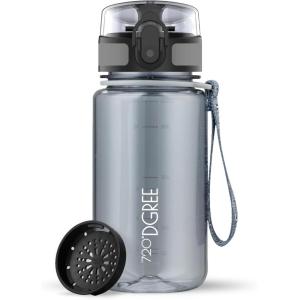 720°DGREE Gourde, Bouteille d’Eau “uberBottle“ +Tamis-Fruits – 350ml, 500ml, 650ml, 1l, 1,5l, 2l – Sans BPA, Étanche, Anti-Fuite, Réutilisable, Légère – Idéal pour École, Sport, Fitness, Gym, Travail(01 Stone Gray – Gris | Crystalclear)